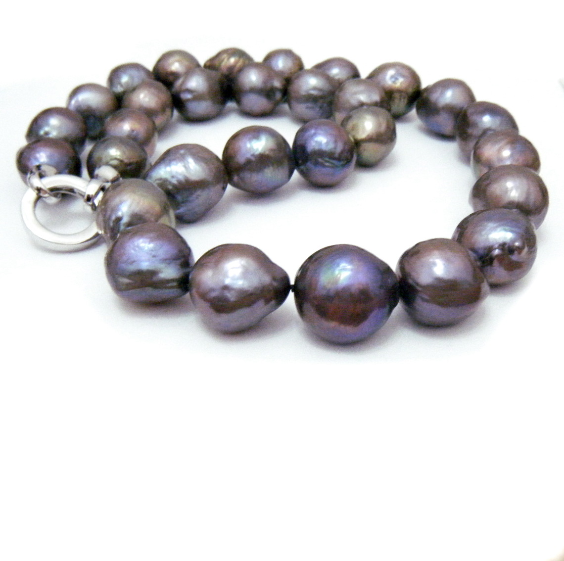 Enormous Greys Baroque Pearls Necklace